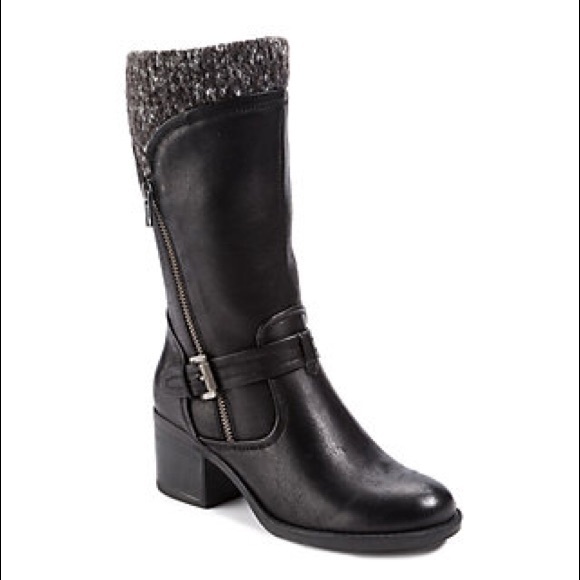 BareTraps Shoes - Baretrap Weslin Black Moto Sweater Trim Boots 6M